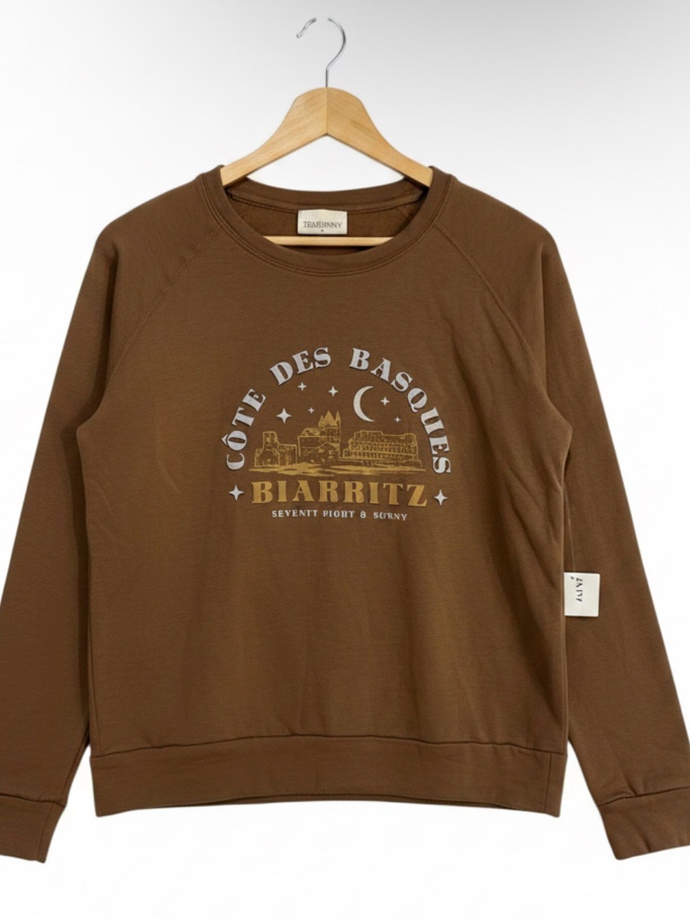 Seventy Eight & Sunny 'Cote des Basques' Brown Graphic Sweatshirt